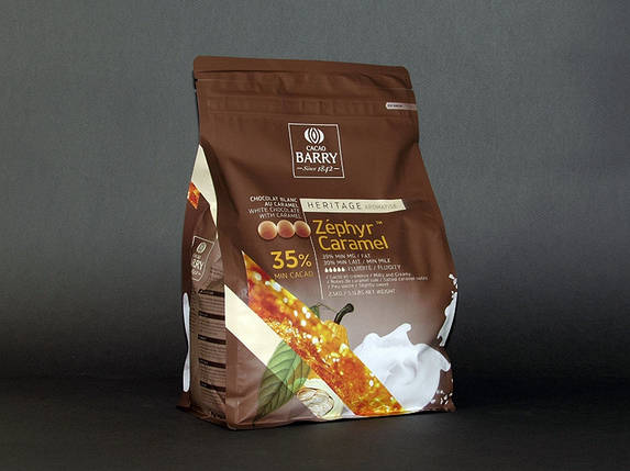 Бельгійський шоколад білий з карамеллю Zephyr 35%, Barry Callebaut, 100 грам, фото 1