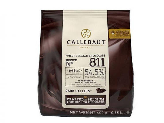 Бельгійський Чорний шоколад 54,5 % Barry Callebaut 400 грам, фото 1