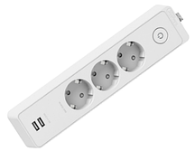 Подовжувач з вимикачем, білий 3 гнізда 2P+PE USB-2шт. 1,5 метра