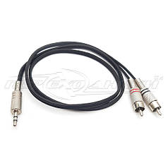 Аудіокабель jack 3.5 mm to 2RCA в екрані (добру якість)