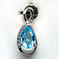Срібний кулон з блакитним ТОПАЗОМ (натуральний), срібло 925 пр.