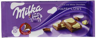 Шоколад молочний Milka Happy Cow (милка молочний/білий шоколад), 100 г