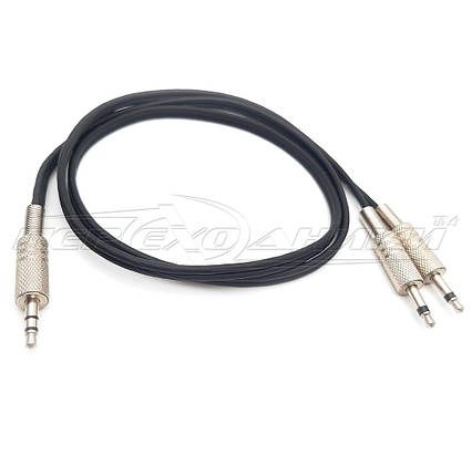 Аудіокабель 3.5 mm стерео на 2*3.5 mm моно jack у екрані, фото 1