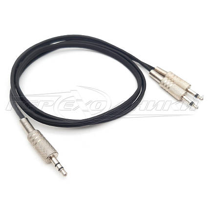 Аудіокабель 3.5 mm стерео на 2*3.5 mm моно jack у екрані, фото 3