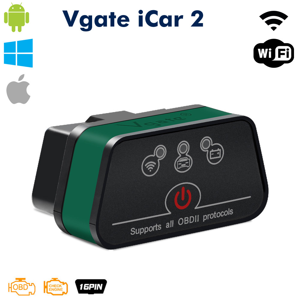 Автосканер ELM327 Vgate iCar2 OBD2 WiFi  для Android/iOs версія 2.1 (оригінал) (зелений)