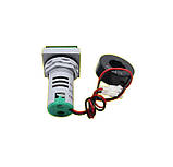 Вольтметр-амперметр AC 50-500V вбудований, жовтий, квадратний екран (AD16-22FAVH), фото 2