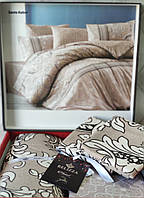 Полуторный комплект постельного белья из байки, бежевого цвета, Турция