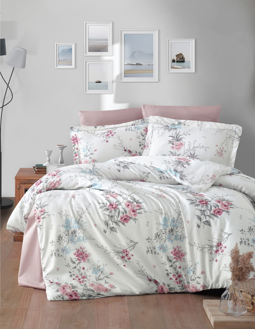 Постільна білизна сатин First Choice Cotton Satin Leena Powder Туреччина двоспальна євро 200х220см