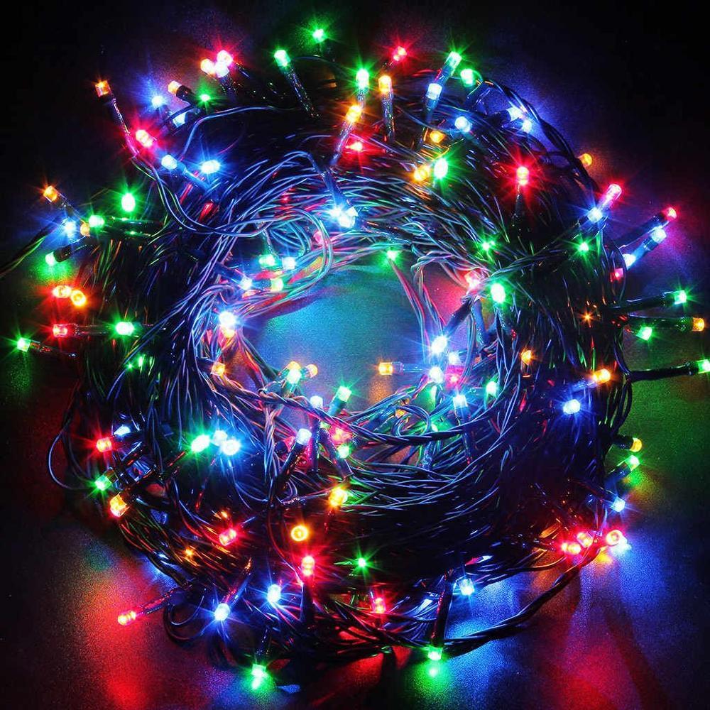 Гірлянда нитка світлодіодна на батарейках мікс 100 LED 10м