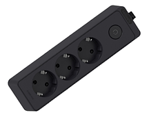 Подовжувач з вимикачем, чорний 3 гнізда 2P+PE 1,5 метра