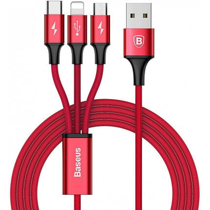 Кабель BASEUS 3in1 CAMLT-SU09 1.2M червоний, фото 1