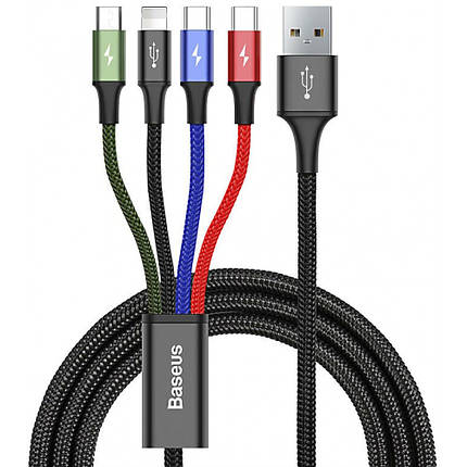 Кабель 4в1 120см Lightning, MicroUSB, 2xType-C Baseus CA1T4-B01, фото 1