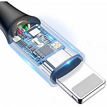 Кабель BASEUS CATCD-01 C-shaped Light Intelligent power-off Cable Type-c 3A 1M чорний, фото 4