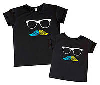 2 футболки для отца и сына "очки с усами" Family look