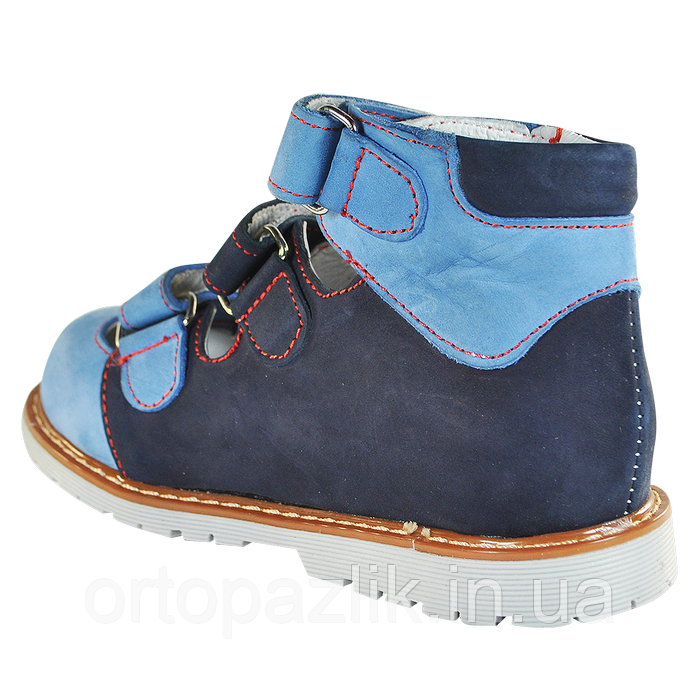 Ортопедические кожаные/нубуковые туфли с каблуком Томаса 21-30р( синиго цвета) - фото 4 - id-p1466647789