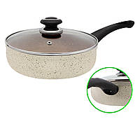 Сковорода з мармуровим покриттям глибока D 26 Бежева FPM-263 - D