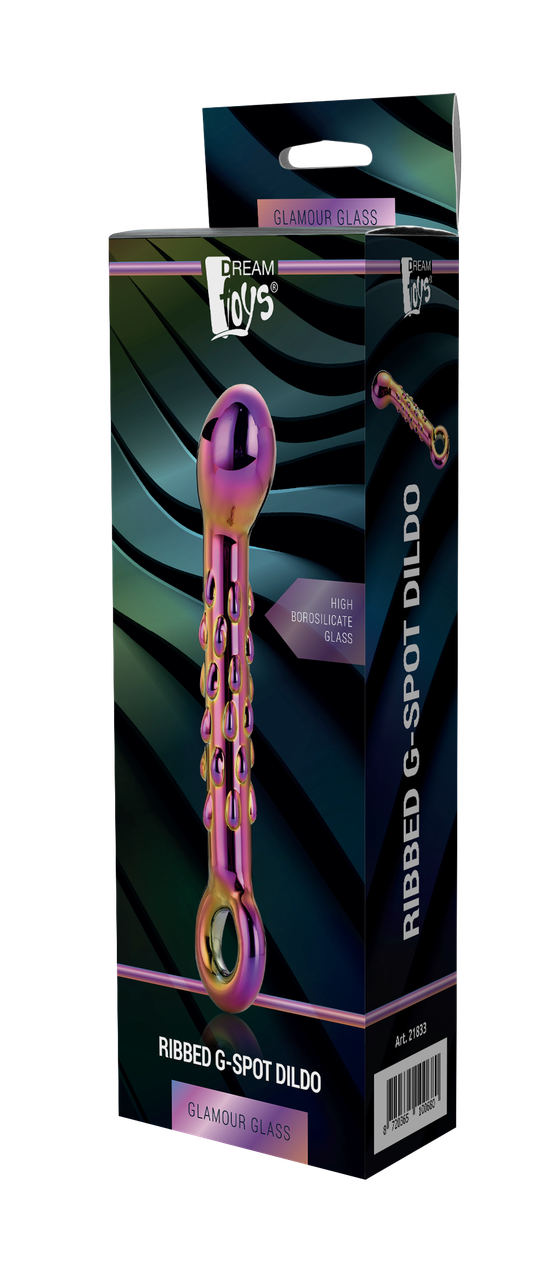 Скляний фалоімітатор з кільцем Ribbed G-Spot Dildo Glamour Glass