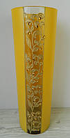 Ваза стеклянная декорированная Виолета желтая цилиндр H38см