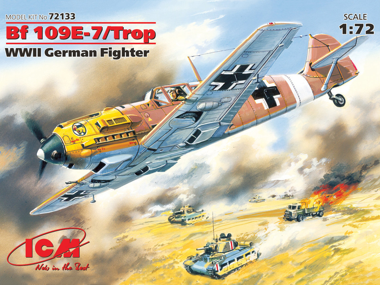 BF -109 E -7/TROP (тропічний). Збірна модель німецького винищувача. 1/72 ICM 72133