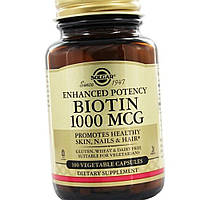 Біотин (Вітамін В7) Солгар Solgar Biotin 1000 мкг 100 рослинних капсул