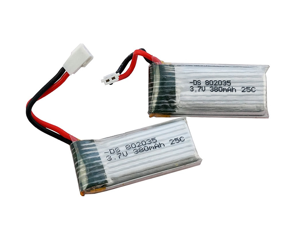 Аккумулятор литий-полимерный 380mAh 3.7V 802035 высокотоковый 25C для Hubsan X4 H107 H107L H107D JD385 JD388 - фото 2 - id-p278425260