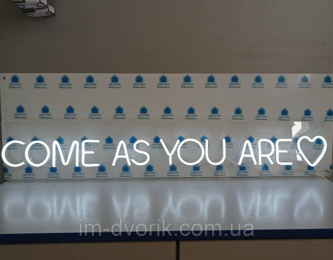Неонова світлодіодна вивіска Come As You Are (Приходь який є) 100х18 см