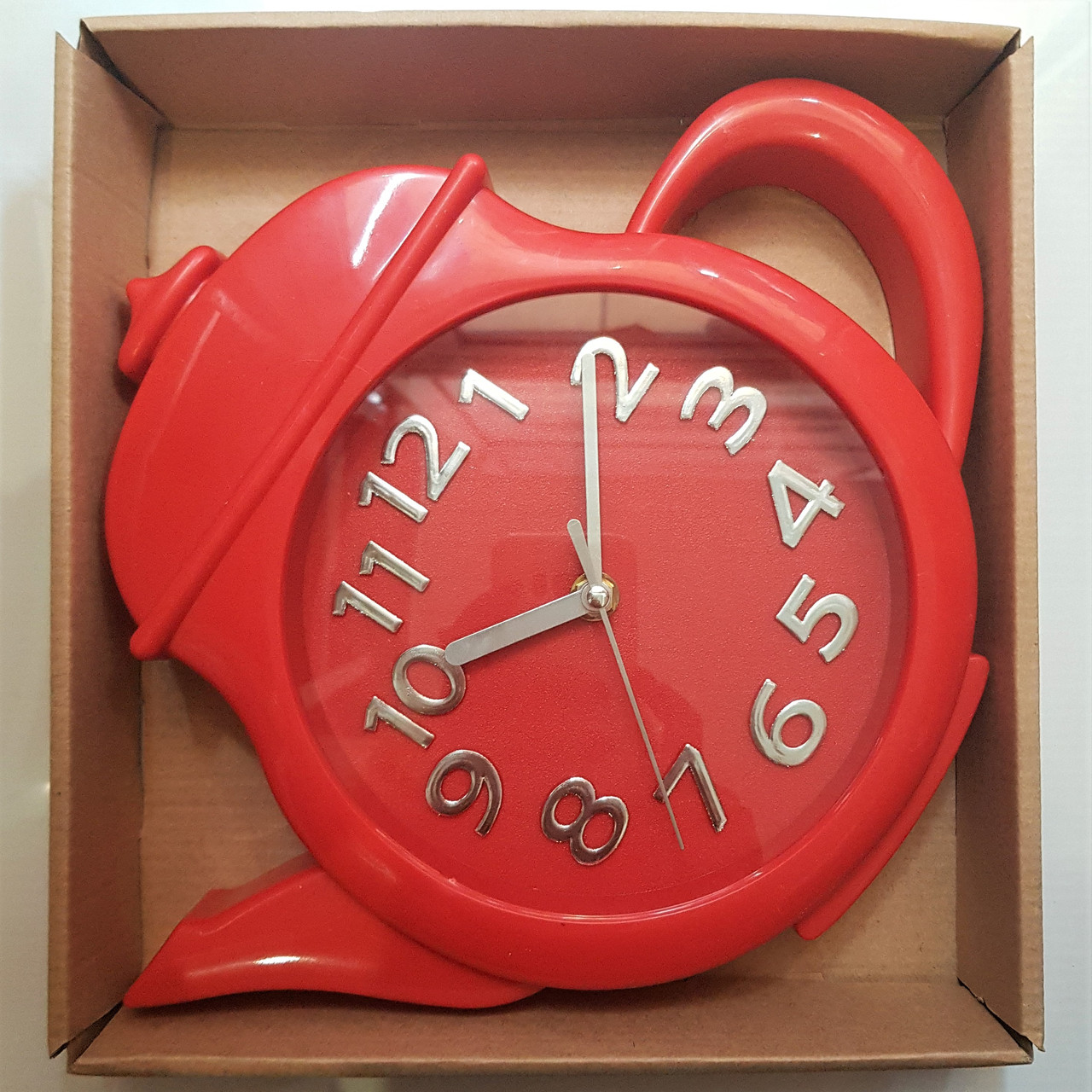 Настінний годинник на кухню "Чайник" Маленький Червоний (25х31 см) Time, фото 1