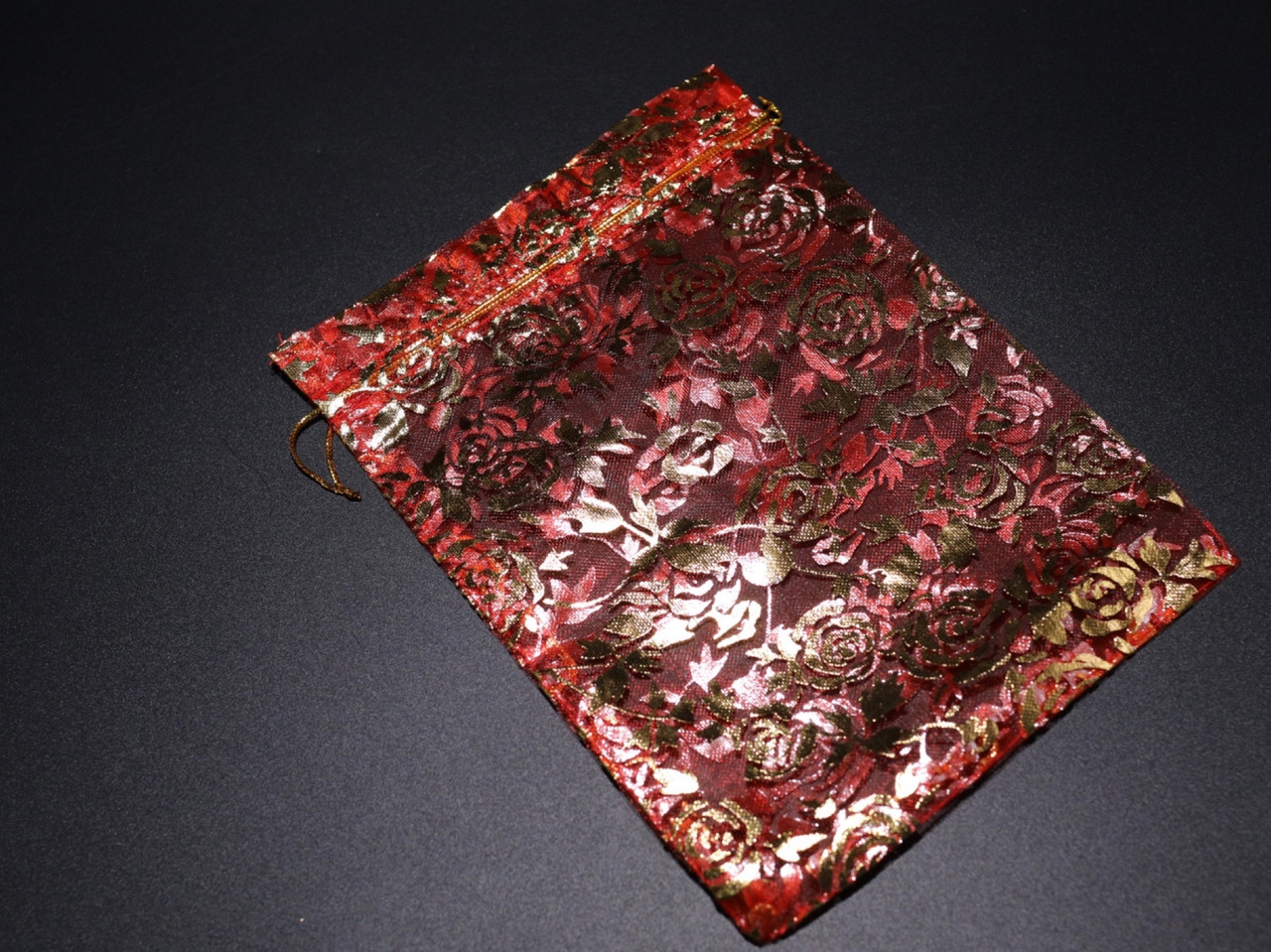 Подарункові мішечки з органзи з візерунками для подарунків Колір червоний. 15х20см, фото 1