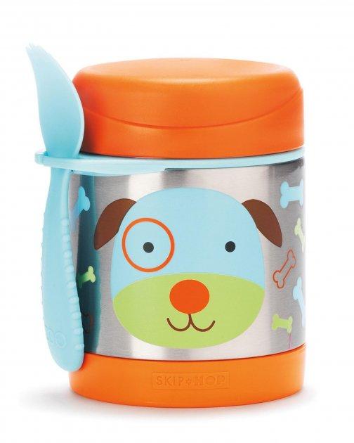Термос для еды с ложкой-вилкой Skip Hop, 325 мл (Zoo Insulated Little Kid Food Jar) - Dog (Собачка), 12м+