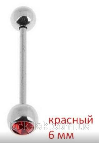 Штанга з кристалом, сталь, пірсинг, для язика довжина 2 см