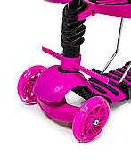 Самокат триколісний Scooter 5в1 рожевий з батьківською ручкою і захисним бортиком (352270930), фото 3