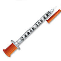 Шприц инсулиновый 1 мл BD Micro-Fine Plus U-100 с иглой 30G (0,3 мм x 8 мм), упаковка 10 шт