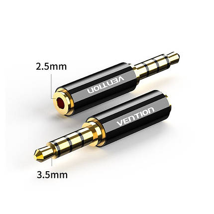 Адаптер Audio 2.5 мм-3.5мм Vention M/F gold-plated Black (BFBB0), фото 2