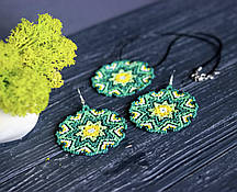 Кулон і сережки ручної роботи Мандала