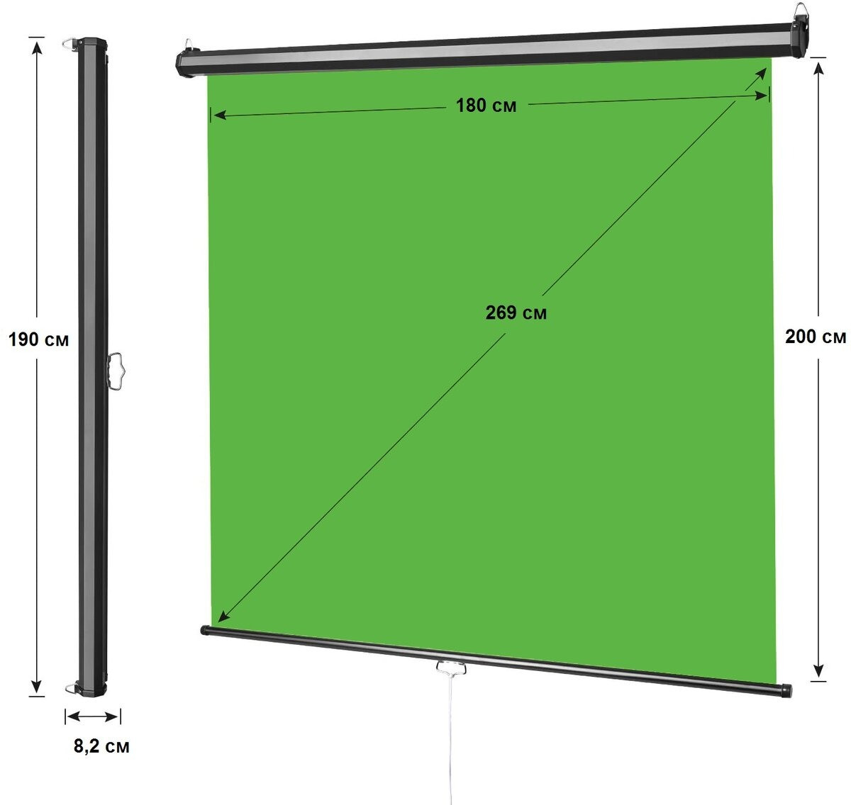 1,8х2м Фон ролет на стіну в рулоні хромакей зелений YouTube Chromakey Green Screen, ролет — рулонний фон