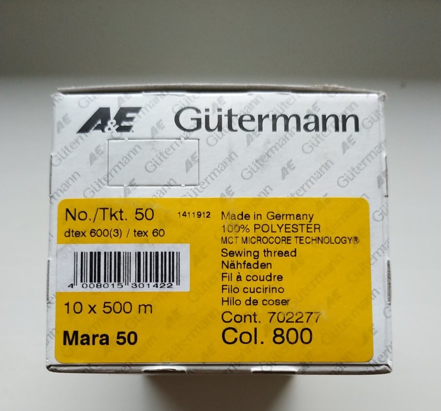 Нитки армир GUTERMANN MARA No50 500 м col 800 білий - фото 3 - id-p1466805572