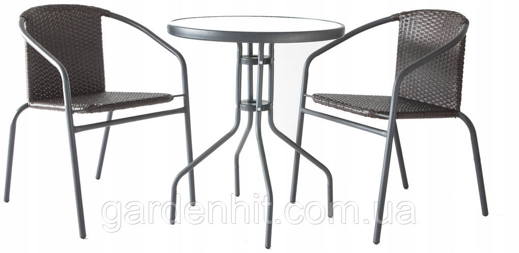 Комплект садових меблів Bistro Aga, стіл + 2 стільці з ротанга