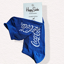 Жіночі шкарпетки короткі 35-39 сині з принтом Happy Socks