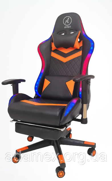 Крісло геймерське, комп'ютерне Avko Style AG72840 Orange RGB підсвітка