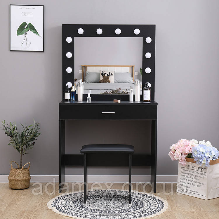 Туалетний столик + табурет AVKO ADT 001 Black LED підсвітка