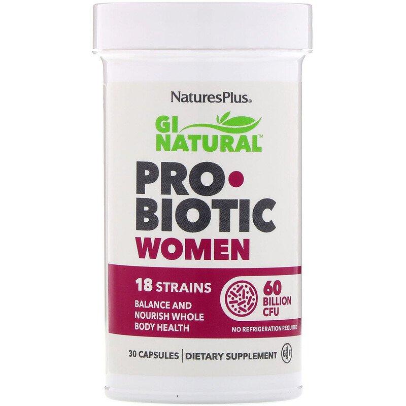 Nature's Plus, GI Natural Пробіотик для жінок, 60 млрд. ДЕЩО, 30 капсул