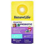 Renew Life, Ultimate Flora, пробіотик для дітей, ягідний смак, 3 млрд живих культур, 30 жувальних таблеток