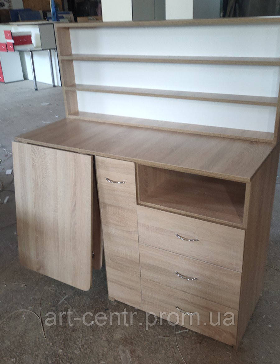 Угловой стол для маникюра с ящиком карго, выдвижными ящикам и полкой ...