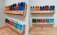 Полка для обуви настенная Стеллаж для обуви из дерева тумба для взуття дерев'яна