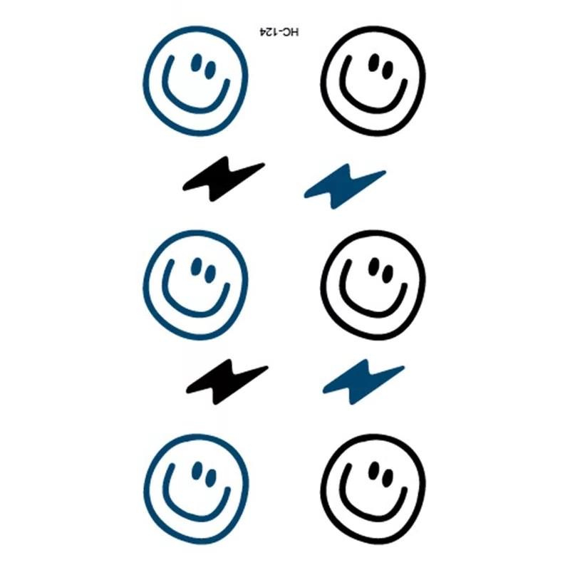 Наклейка для тіла тату "Смайлики" - розмір стікера 10*6см, фото 1