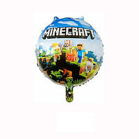 Шар круглый фольгированный Майнкрафт 45 см 18 шарик круглый фольгированный игровые платформы