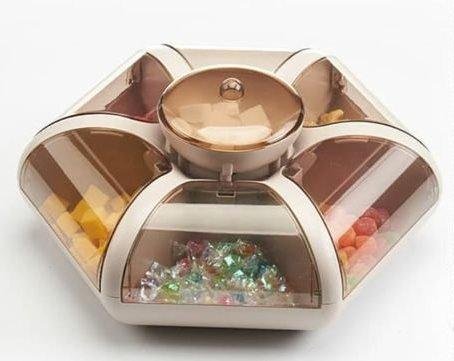 Обертова тарілка для закусок фруктів і солодкого Snack-box Combination Fruit Plate 1 ярус 7 відсеків