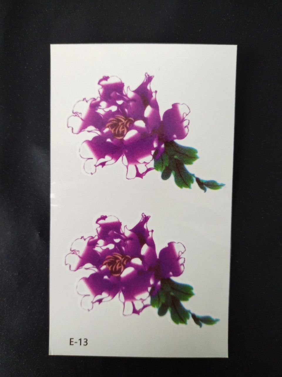 Наклейка для тіла тату "Квіти" фіолетові розмір стікера 10*6см, фото 1