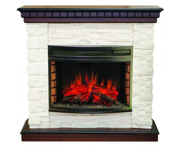 Підлоговий каминокомплект Fireplace Будапешт Античний дуб ефект живого вогню зі звуком і обігрівом