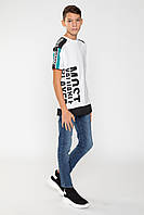 Удлиненная детская футболка для мальчика с надписями Young Reporter Польша 201-0449B-22-200-1 Белый 164